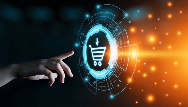 E-commerce Solutions service illustration showing end-to-end online store development and optimization for maximum sales.